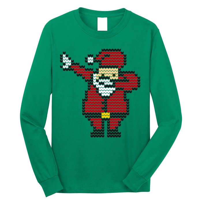 Funny Dabbing Santa Pixel Long Sleeve Shirt