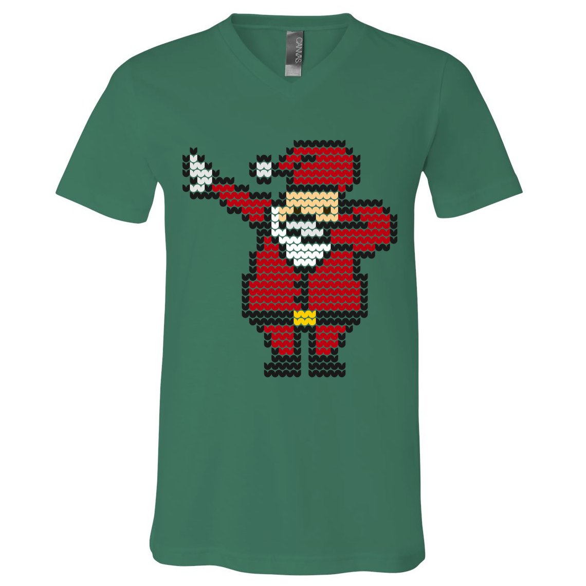 Funny Dabbing Santa Pixel V-Neck T-Shirt