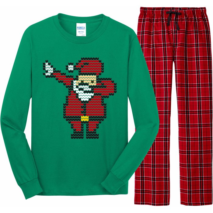 Funny Dabbing Santa Pixel Long Sleeve Pajama Set