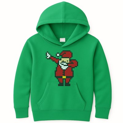 Funny Dabbing Santa Pixel Kids Hoodie