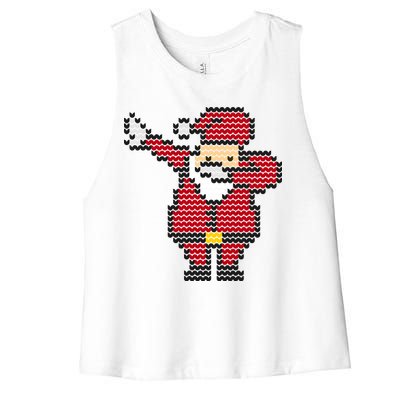 Funny Dabbing Santa Pixel Women's Racerback Cropped Tank