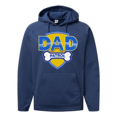 Funny Dad Patrol Dog Dad Performance Fleece Hoodie