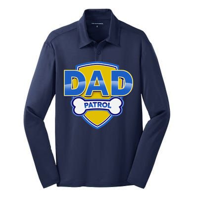 Funny Dad Patrol Dog Dad Silk Touch Performance Long Sleeve Polo