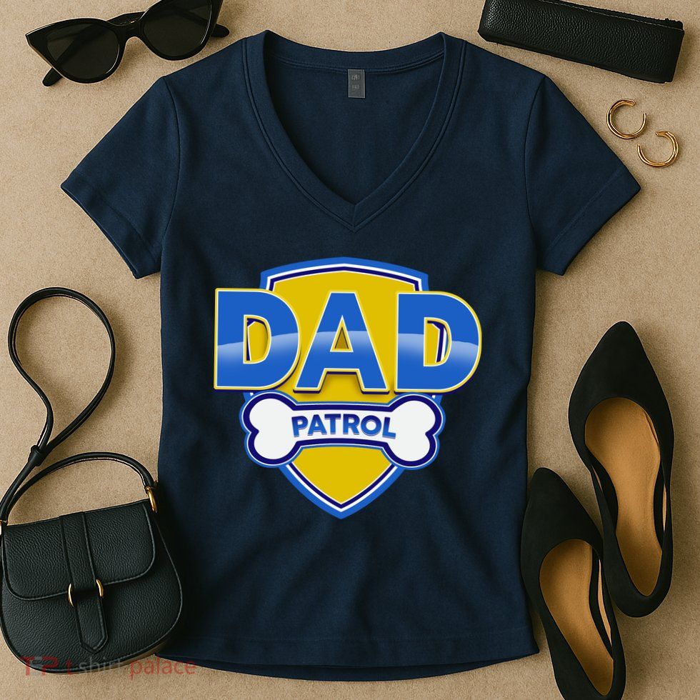 Funny Dad Patrol Dog Dad Women's V-Neck T-Shirt