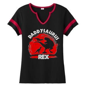 Funny Daddysaurus Rex Father's Day Ladies Halftime Notch Neck Tee