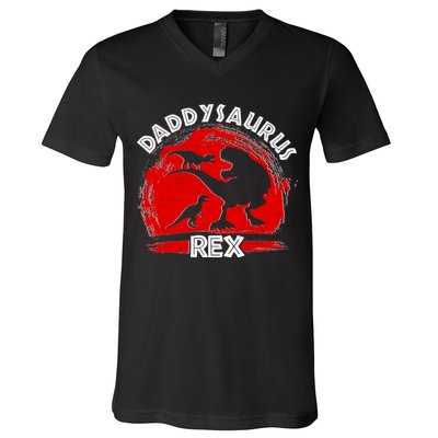 Funny Daddysaurus Rex Father's Day V-Neck T-Shirt
