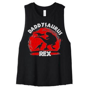 Funny Daddysaurus Rex Father's Day Women's Racerback Cropped Tank