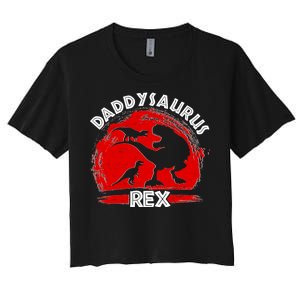 Funny Daddysaurus Rex Father's Day Women's Crop Top Tee