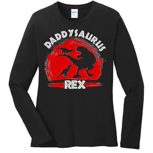 Funny Daddysaurus Rex Father's Day Ladies Long Sleeve Shirt