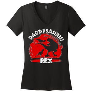 Funny Daddysaurus Rex Father's Day Women's V-Neck T-Shirt