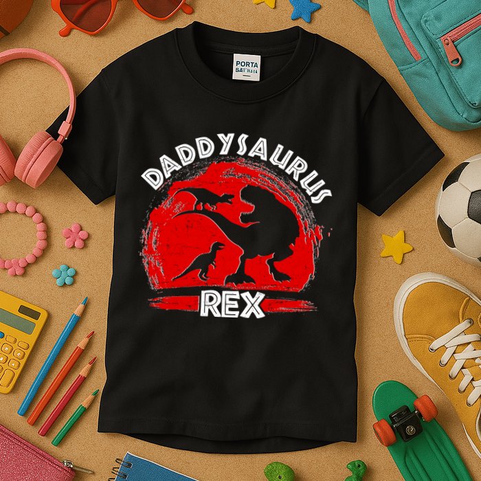 Funny Daddysaurus Rex Father's Day Kids T-Shirt
