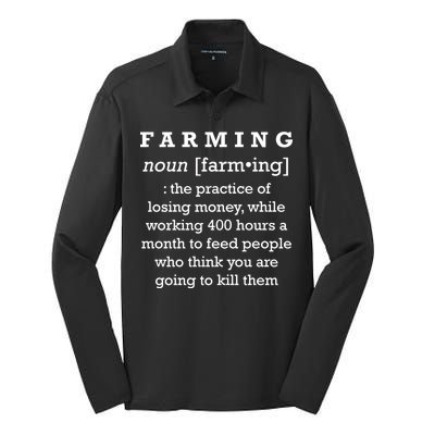 Funny Definition of Farming Silk Touch Performance Long Sleeve Polo