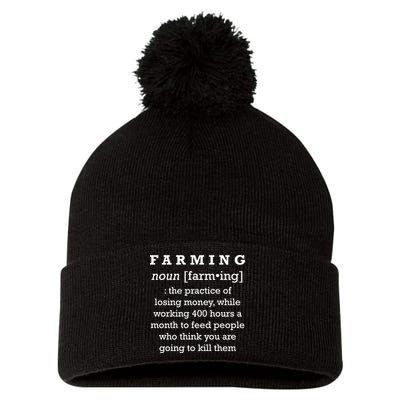 Funny Definition of Farming Pom Pom 12in Knit Beanie