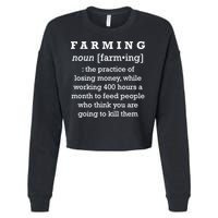 Funny Definition of Farming Cropped Pullover Crew