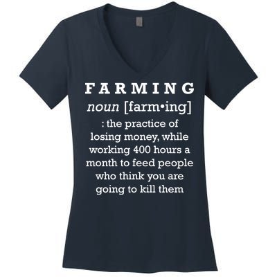 Funny Definition of Farming Women's V-Neck T-Shirt