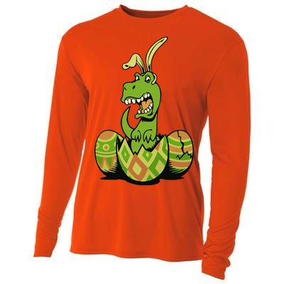 Funny Dino Easter Egg Cooling Performance Long Sleeve Crew