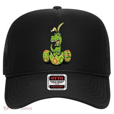 Funny Dino Easter Egg High Crown Mesh Back Trucker Hat