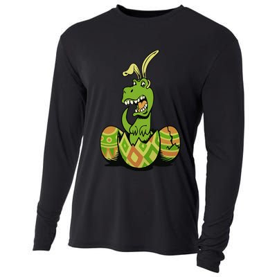 Funny Dino Easter Egg Cooling Performance Long Sleeve Crew