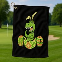 Funny Dino Easter Egg Golf Towel