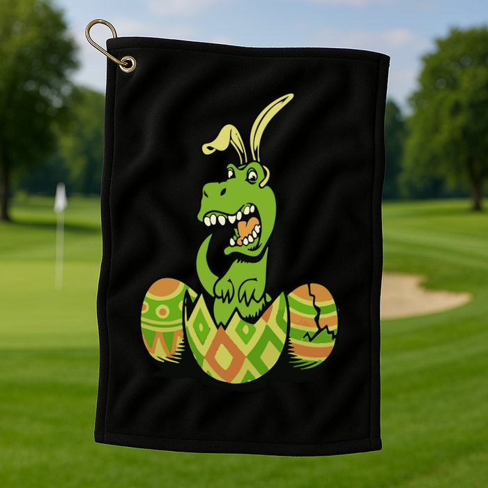 Funny Dino Easter Egg Golf Towel