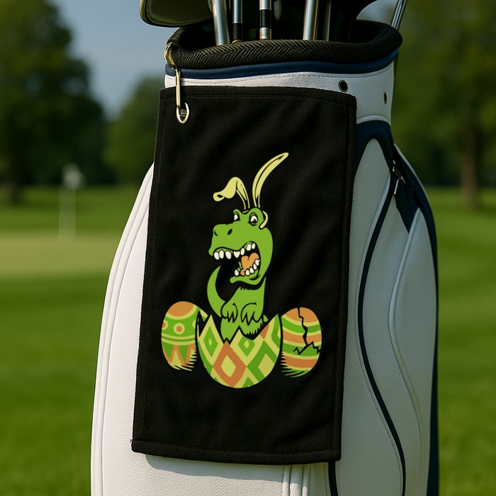 Funny Dino Easter Egg Golf Towel