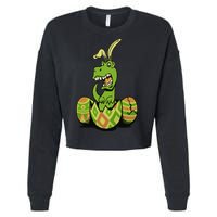 Funny Dino Easter Egg Cropped Pullover Crew