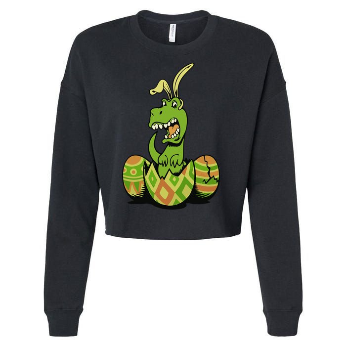 Funny Dino Easter Egg Cropped Pullover Crew