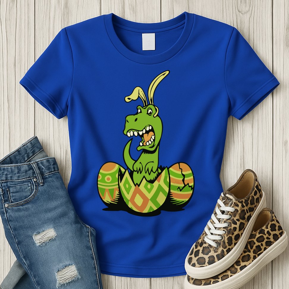 Funny Dino Easter Egg Womens T-Shirt