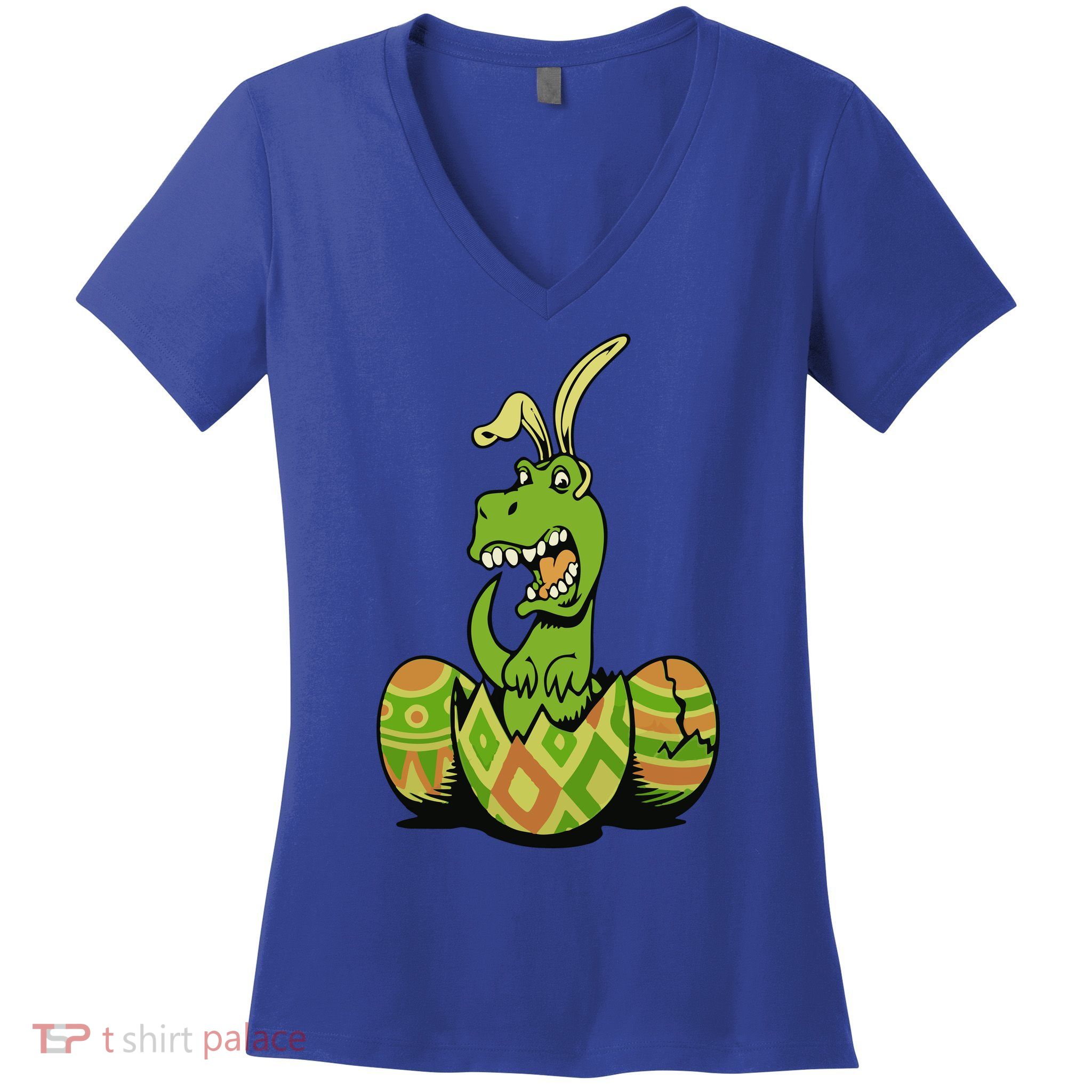 Funny Dino Easter Egg Women's V-Neck T-Shirt