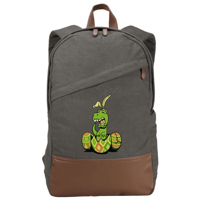 Funny Dino Easter Egg Cotton Canvas Backpack