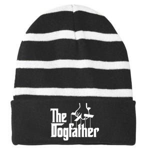 Funny Dog Father The DogFather Striped Beanie with Solid Band