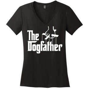 Funny Dog Father The DogFather Women's V-Neck T-Shirt