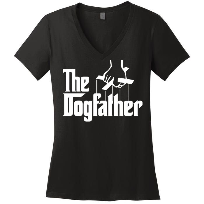 Funny Dog Father The DogFather Women's V-Neck T-Shirt