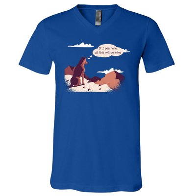 Funny Dog Mountain V-Neck T-Shirt