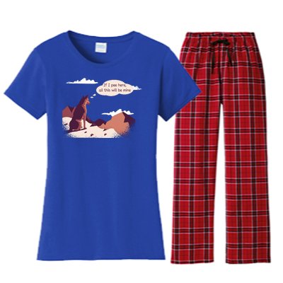 Funny Dog Mountain Women's Flannel Pajama Set