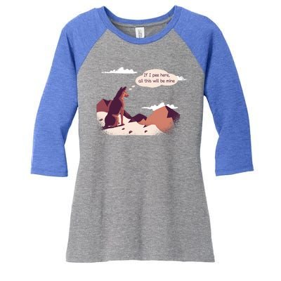 Funny Dog Mountain Women's Tri-Blend 3/4-Sleeve Raglan Shirt