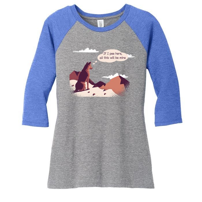 Funny Dog Mountain Women's Tri-Blend 3/4-Sleeve Raglan Shirt