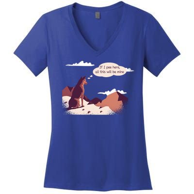 Funny Dog Mountain Women's V-Neck T-Shirt