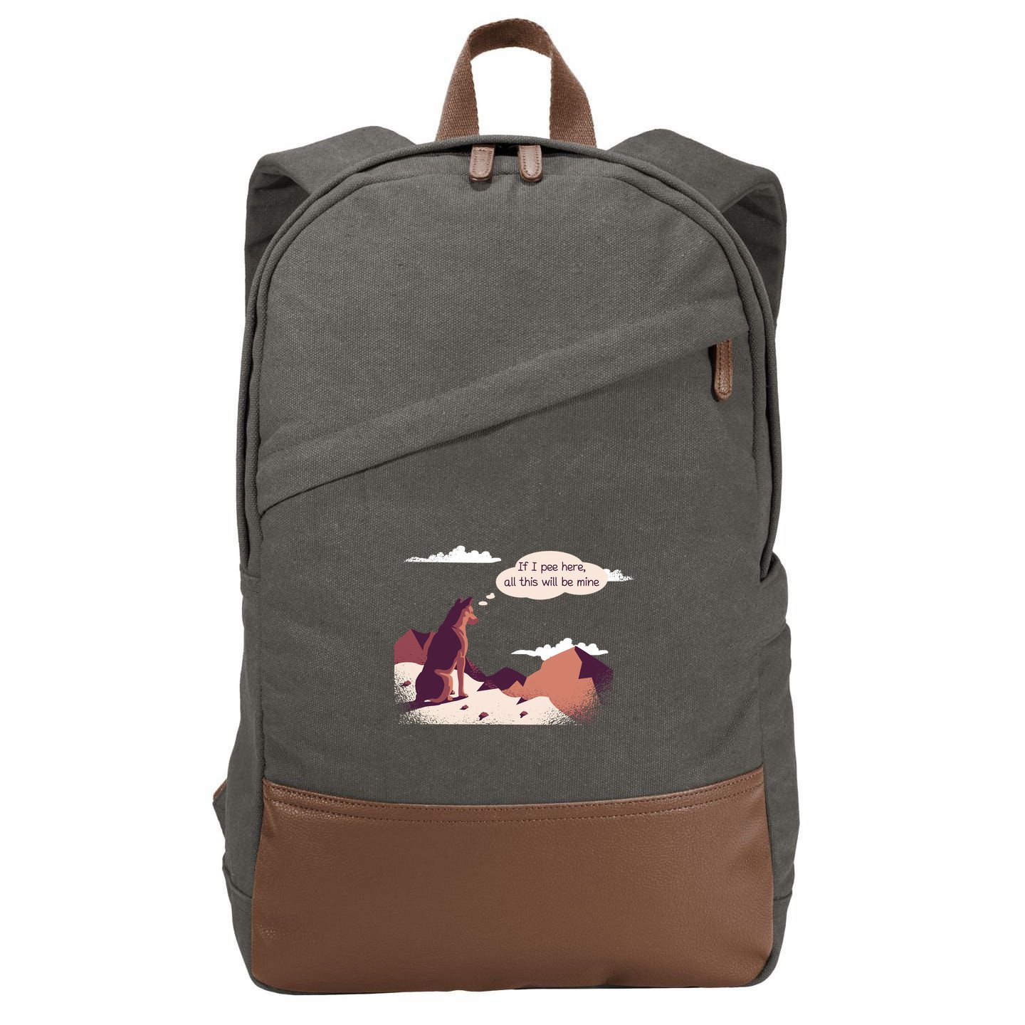 Funny Dog Mountain Cotton Canvas Backpack