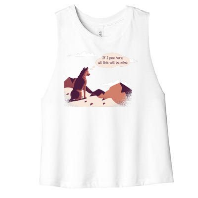 Funny Dog Mountain Women's Racerback Cropped Tank