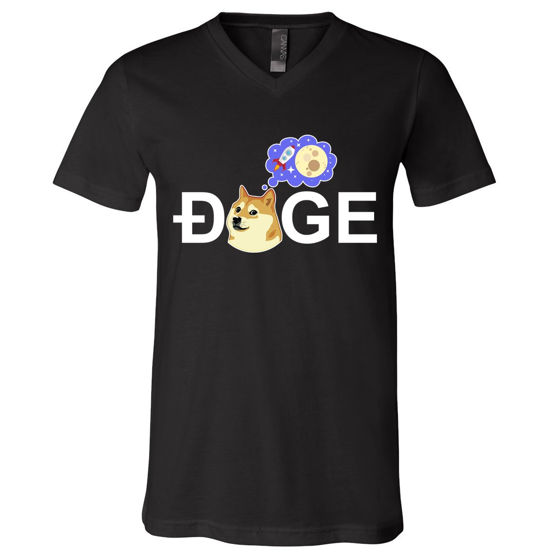 Funny Doge Meme Dogecoin Currency V-Neck T-Shirt