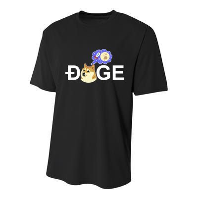Funny Doge Meme Dogecoin Currency Youth Performance Sprint T-Shirt