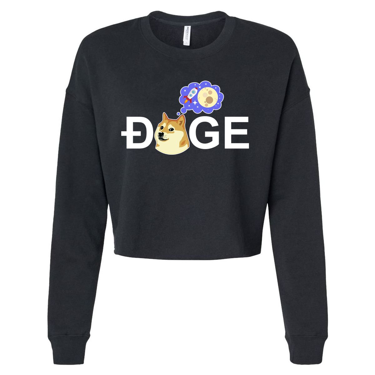 Funny Doge Meme Dogecoin Currency Cropped Pullover Crew