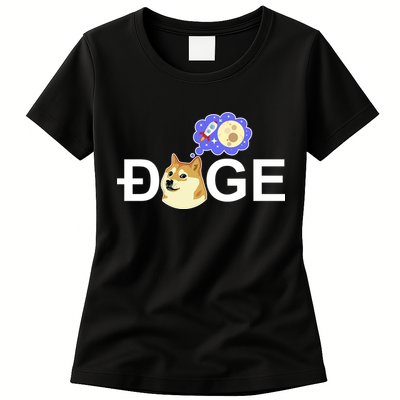 Funny Doge Meme Dogecoin Currency Womens T-Shirt