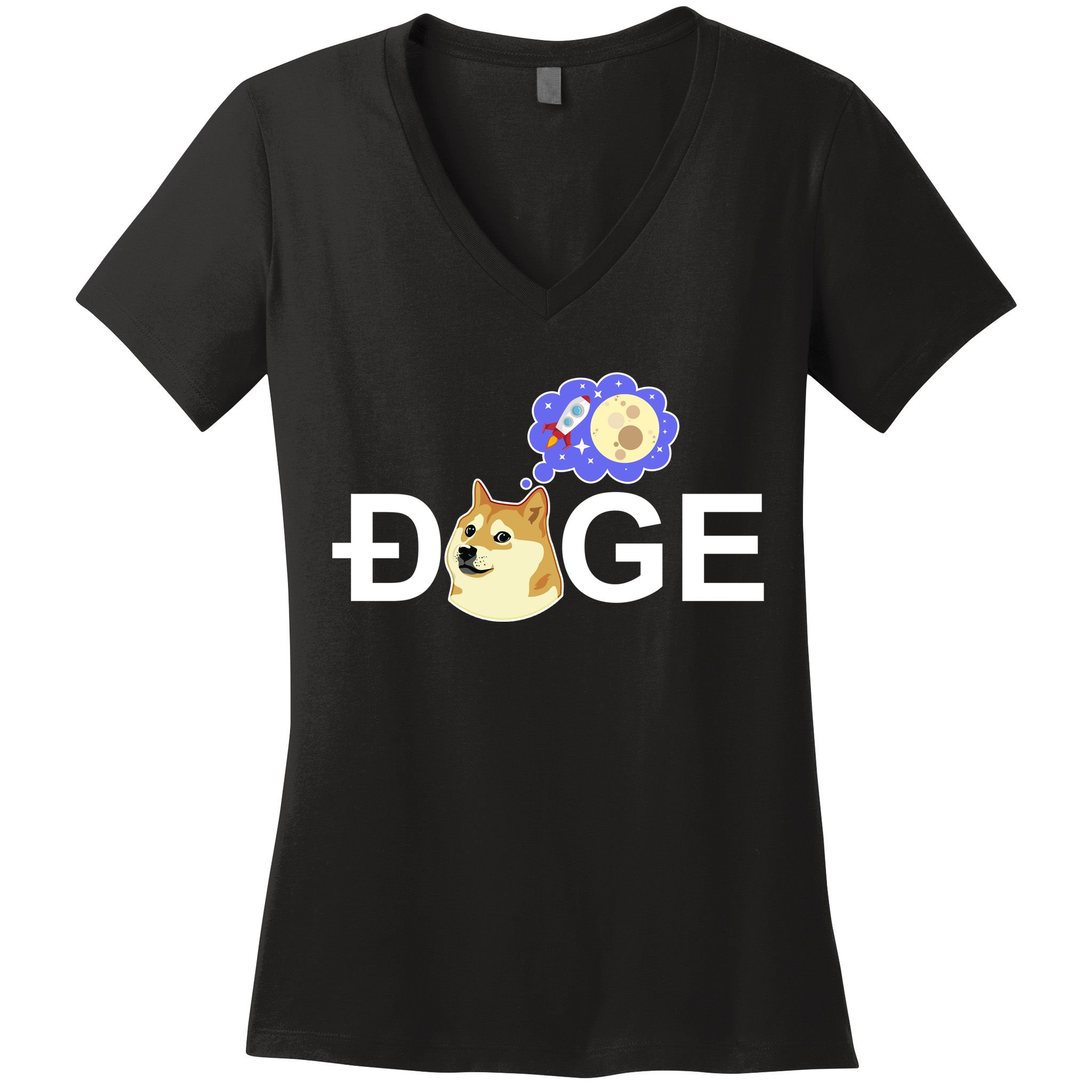 Funny Doge Meme Dogecoin Currency Women's V-Neck T-Shirt