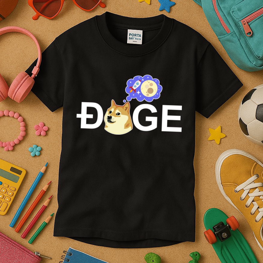 Funny Doge Meme Dogecoin Currency Kids T-Shirt
