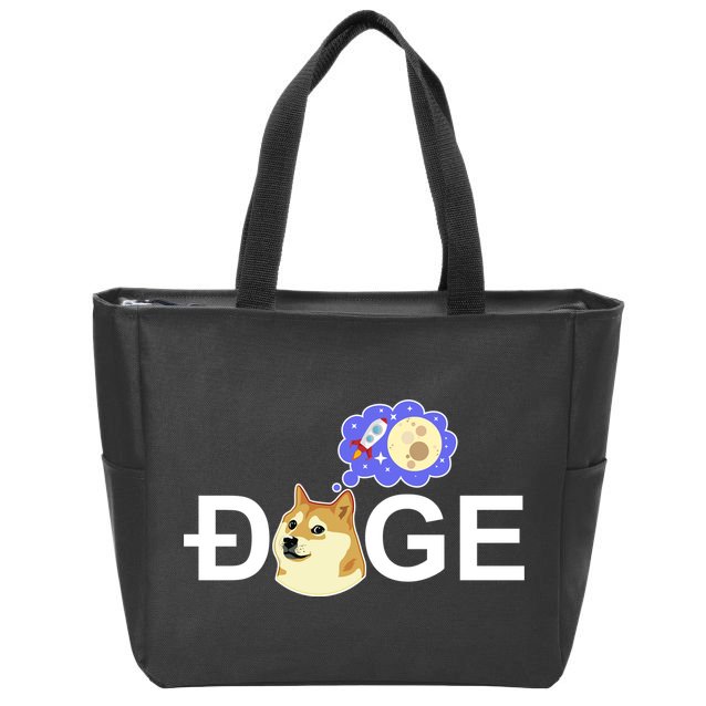 Funny Doge Meme Dogecoin Currency Zip Tote Bag