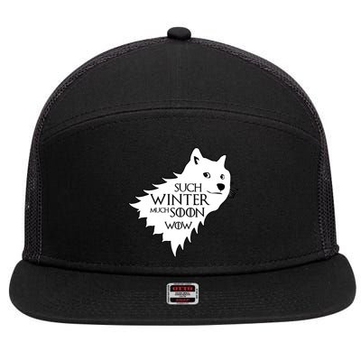 Funny Doge Such Winter Much Soon 7 Panel Mesh Trucker Snapback Hat