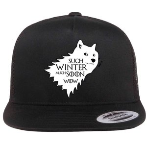 Funny Doge Such Winter Much Soon Flat Bill Trucker Hat