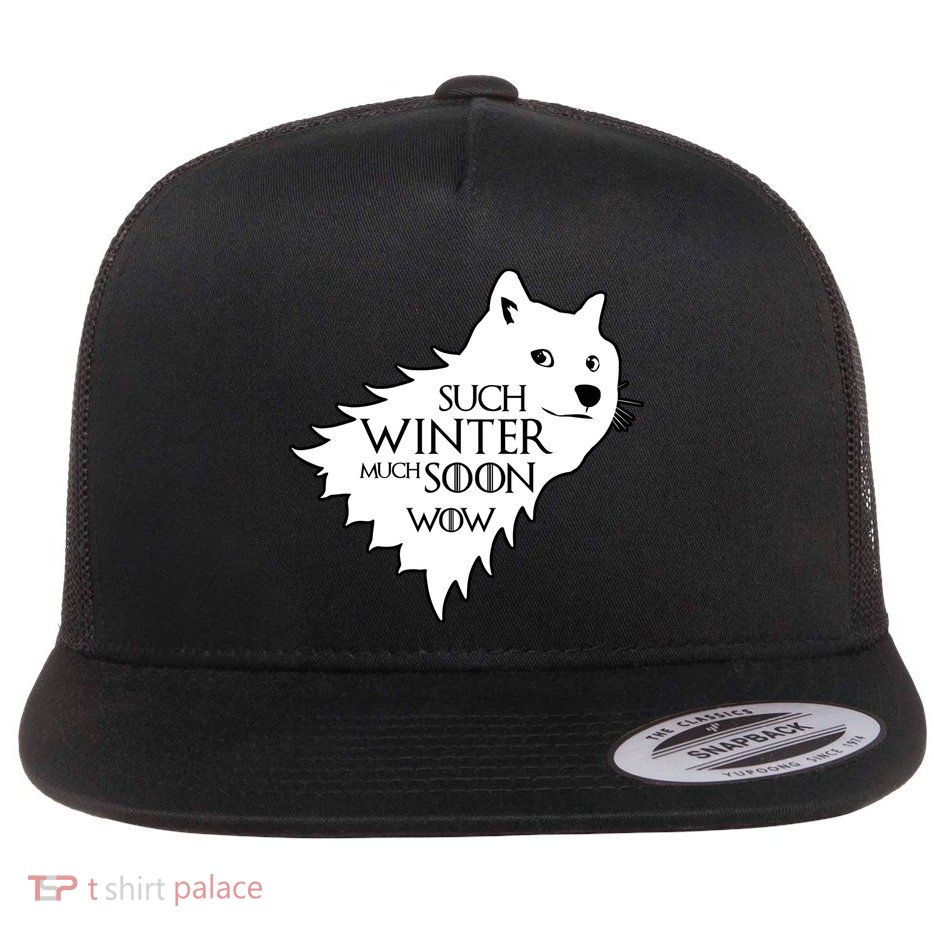 Funny Doge Such Winter Much Soon Flat Bill Trucker Hat